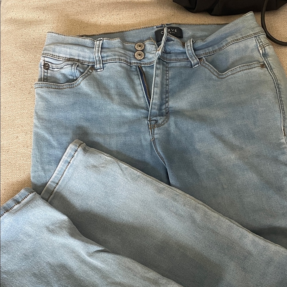 Casual Light Blue Straight Leg Jeans